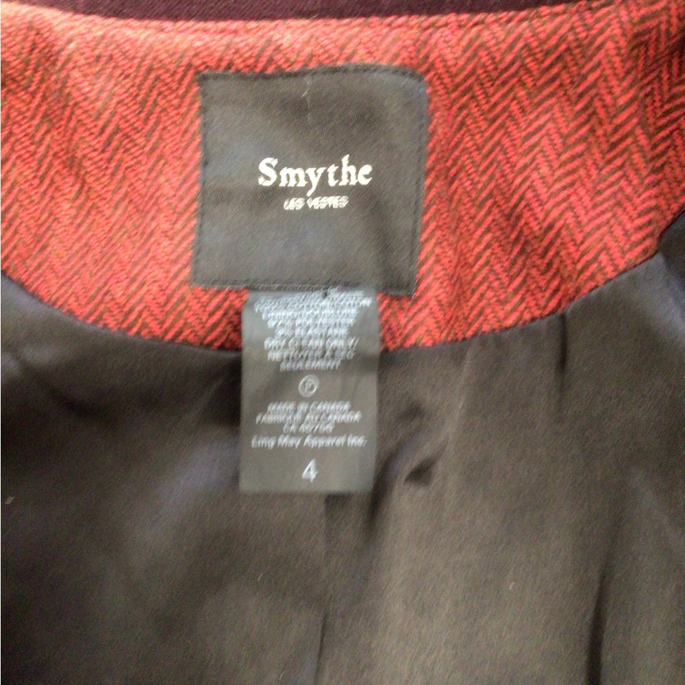 Smythe Velvet Trimmed Peak Lapeled Herringbone Blazer - Picture 16 of 16